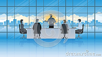 Business people work hard and brainstorm in the office conference room Vector Illustration