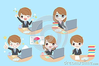 Business people work hard Vector Illustration