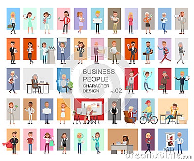 Business people working character vector design. Presentation in various action with emotions, running, standing and walking. no2 Vector Illustration