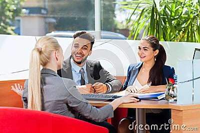 Business People Working, Discussion On Meeting, Group Businesspeople Talking Smile, Team Cooperation Stock Photo