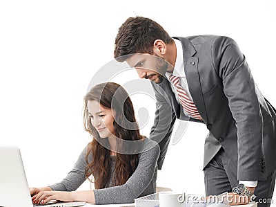 Business people working on laptop Stock Photo