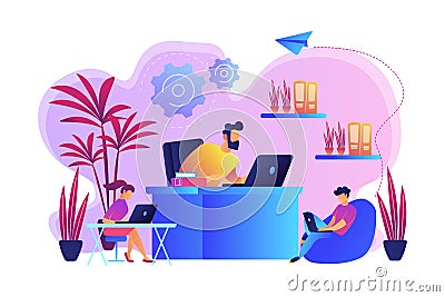 Biophilic design in workspace concept vector illustration. Vector Illustration