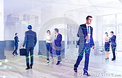 Business people working and rushing in office with cup of coffee Stock Photo