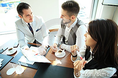 Business People Working Teamwork Cooperation Conference. Stock Photo