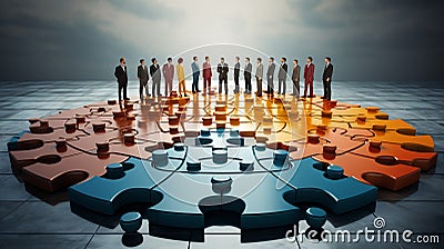 Business people working together, Jigsaw Puzzles represent businessmen work together to find solution Stock Photo