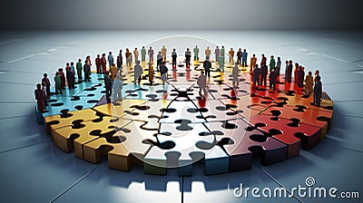 Business people working together, Jigsaw Puzzles represent businessmen work together to find solution Stock Photo