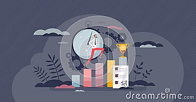 Business performance efficiency and success achievement tiny person concept Vector Illustration