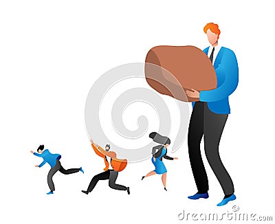 Business person with big stone vector illustration. Businessman suffer weight of unfair heavy taxation. Global crisis Vector Illustration