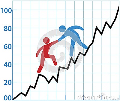 Business person chart help profitability Vector Illustration