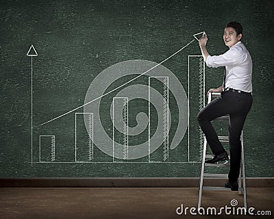 Business person drawing chart on the board Stock Photo