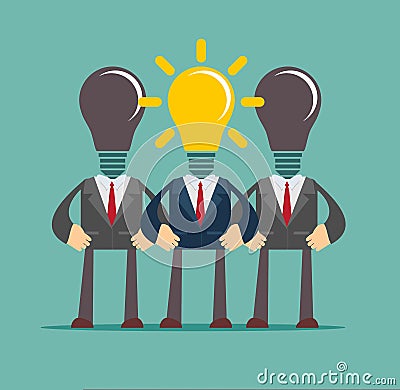 Business person having an bright idea light bulb concept Vector Illustration