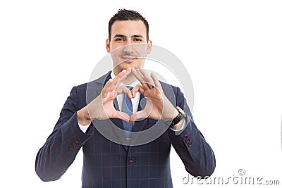 Business person making hearth shape with fingers as love concept Stock Photo