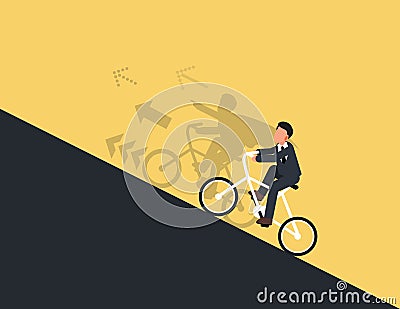 Business person ride a bicycle and the vision with success. Vector Illustration