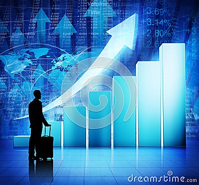 Business Person Travel on Economic Recovery Stock Photo