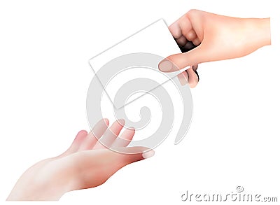 Business Persons Give and Receive A Business Card Stock Photo