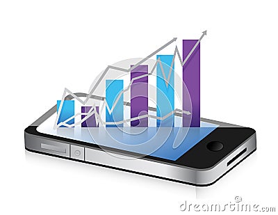 Business phone. Smartphone business graph chart Stock Photo