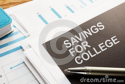 Business photo shows hand written text savings for college Stock Photo