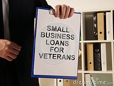 Business photo shows printed text Small Business Loans for Veterans Stock Photo