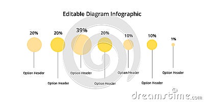 Business pie chart infographic with editable segments. Cirlce corporate infograph elements. Company presentation slide template. Vector Illustration