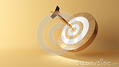 business plan achieves goals A picture of the success of the goals set. gold circle target with arrow on gold background,3d Stock Photo