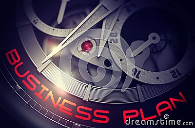 Business Plan on the Old Wristwatch Mechanism. 3D. Stock Photo