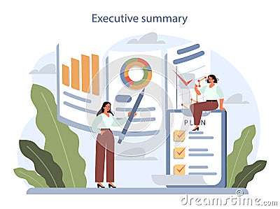 Business plan layout. Business strategy structure. Organizational Vector Illustration