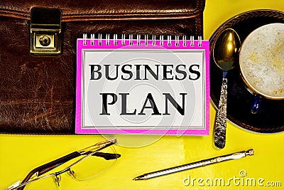 A business plan is a long-Term plan for future actions, a set of measures, and the development of a method for achieving the goal Stock Photo