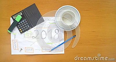 Business plan for 2018, start up scribble, Stock Photo