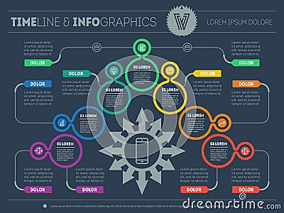 Business plan with 7 steps. Infographic with design elements. Vector presentation of business processes. Abstract Web Template Vector Illustration