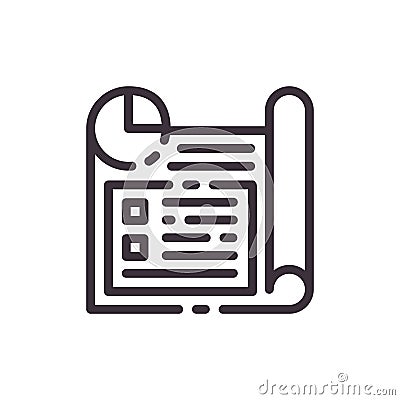 Business planning. Plan of strategy. Linear icon. Vector Illustration