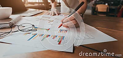 Business pointing plan income balance earning Stock Photo