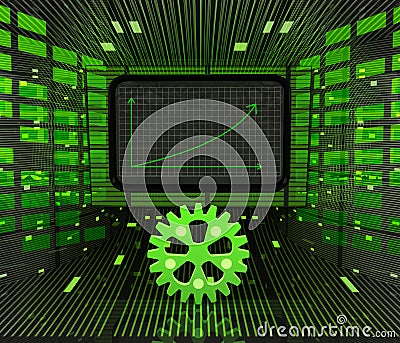 Business positive graph forecast or results in machinery industry Cartoon Illustration