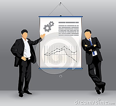 Business presentation board with business people Vector Illustration