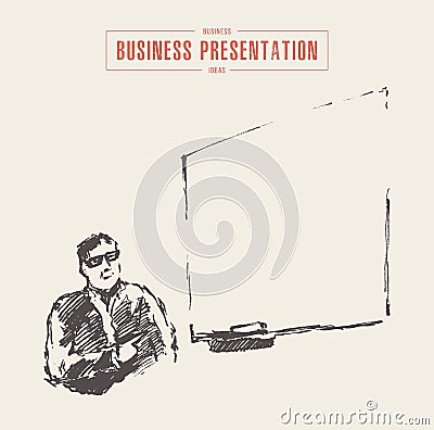 Business presentation businessman copyspace drawn vector sketch Vector Illustration