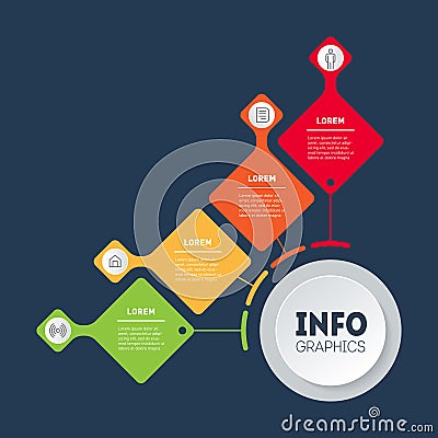 Business presentation concept with 4 options. Template of info graphic or diagram with four process. Vector infographic of Vector Illustration