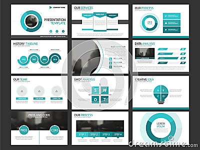 Business presentation infographic elements template set, annual report corporate horizontal brochure design Vector Illustration