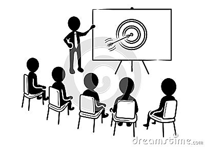 Business presentation: Speaker in front of spectators and target icon Stock Photo