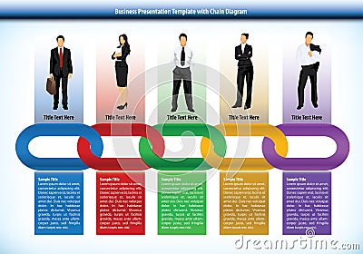 Business presentation template with chain Vector Illustration