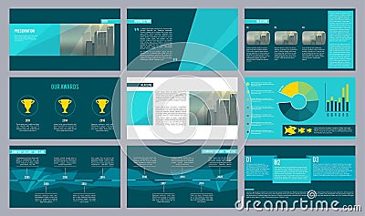 Business presentation template. Magazine pages or slideshow with abstract geometry shapes and place for text vector Vector Illustration