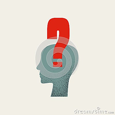 Business problem, decision and solution, vector concept. Symbol of thinking, brainstorming. Minimal illustration. Vector Illustration