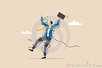 Business problem or failure, difficulty or hard to do, messy or tangled Vector Illustration