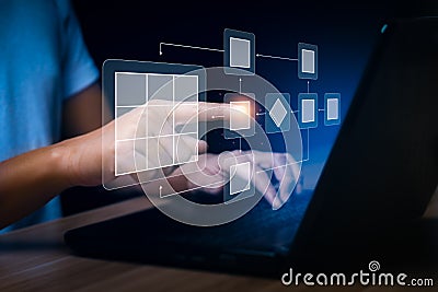 Business process and Automate workflows with flowcharts Business process management, business hierarchy The relationship of Stock Photo