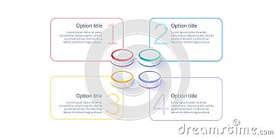 Business process chart infographics with 4 step segments. Isometric 3d corporate timeline infograph elements. Company Vector Illustration