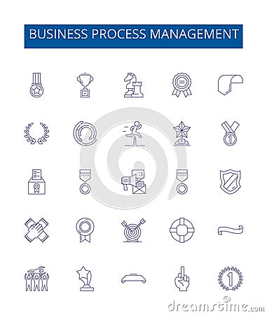 Business process management line icons signs set. Design collection of Business, Process, Management, Automation Vector Illustration