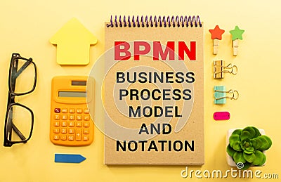 Business process model and notation BPMN is shown using a text Stock Photo