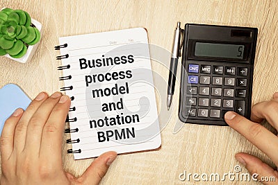 Business process model and notation BPMN is shown using a text Stock Photo