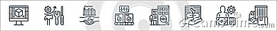business process outsourcing line icons. linear set. quality vector line set such as shipping, business, uction, supervised, Vector Illustration