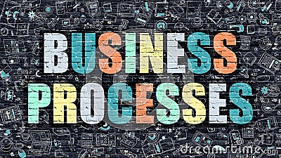 Business Processes in Multicolor. Doodle Design. Stock Photo