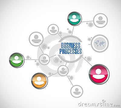 business processes people diagram sign concept Cartoon Illustration