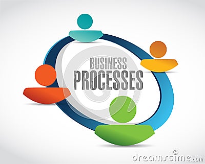 business processes team network sign concept Cartoon Illustration